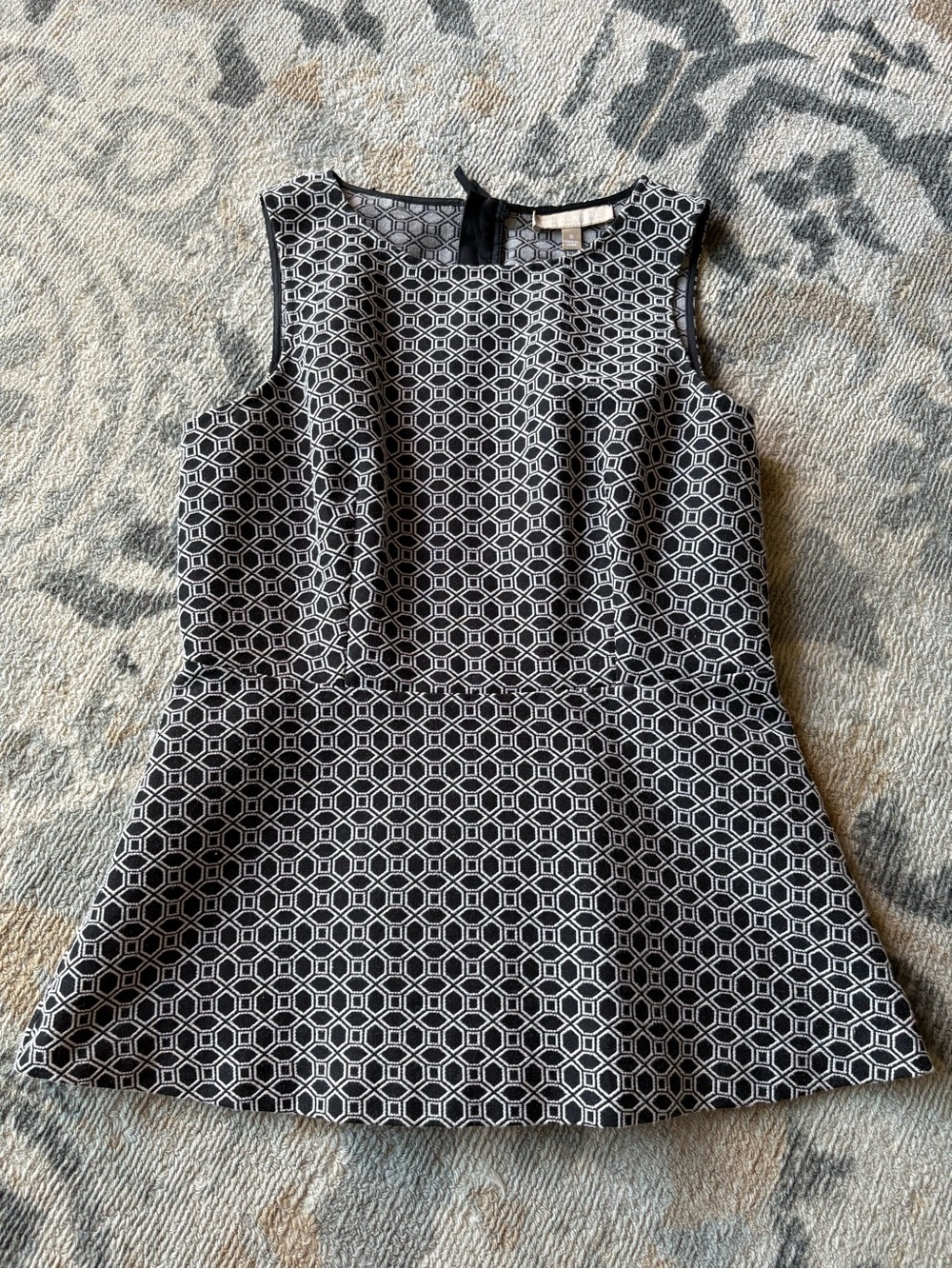 Banana Republic Black and White Geometric Peplum Dress